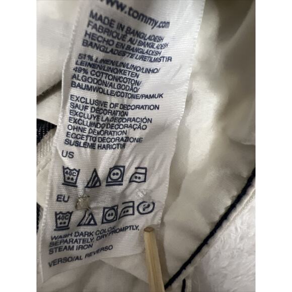 Tommy Hilfiger Shorts Womens 8 White Stripe Flat Front Pockets Linen Blend - Picture 8 of 12